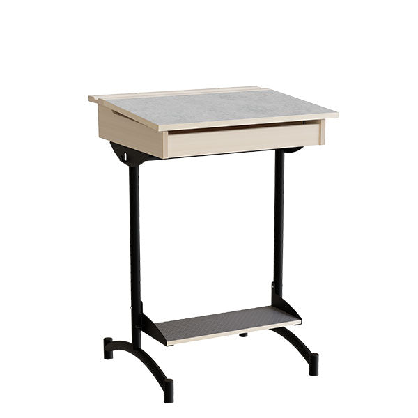 Elevbord 129, lysgrå linoleum, sort stel – image 2