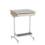 Elevbord 129, lysgrå linoleum, hvidt stel – image 1