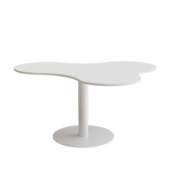 Form o Miljö Bord Amöba 1005, 1200x1500 mm, Højde 720 mm, Grå laminat, Hvidt stel – Kantineborde