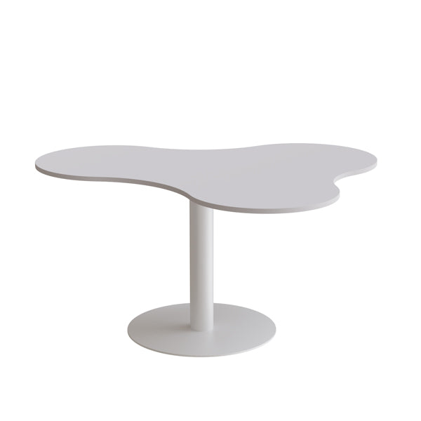 Form o Miljö Bord Amöba 1005, 1200x1500 mm, Højde 720 mm, Grå laminat, alu stel – Kantineborde