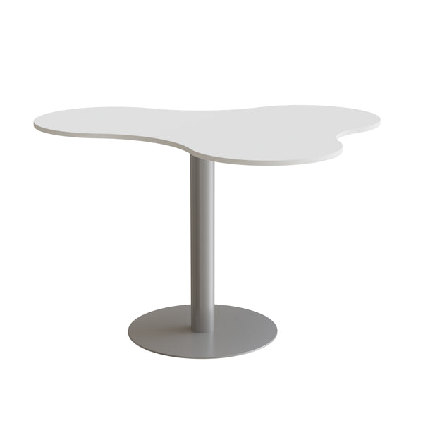 Form o Miljö Bord Amöba 1005, 1200x1500 mm, Højde 900 mm, Grå laminat, Alu stel – Kantineborde