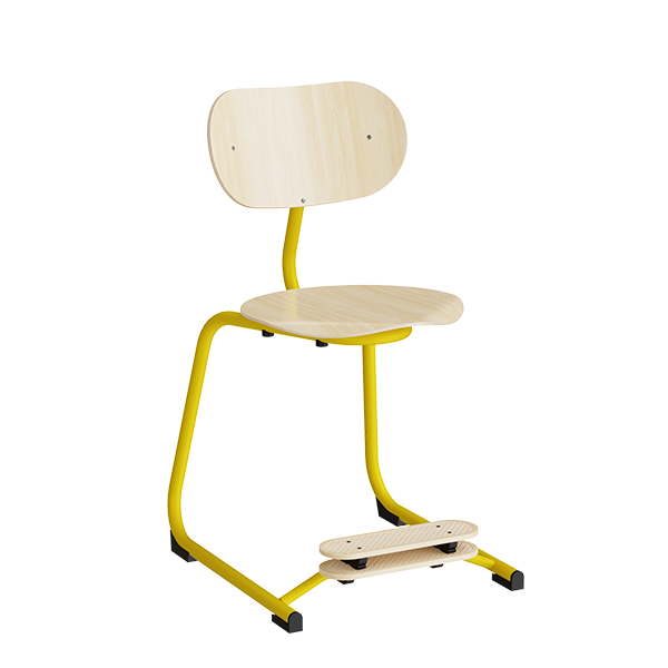 Form o Miljö Stol Smile, Birk laminat med gule ben – Skolestole