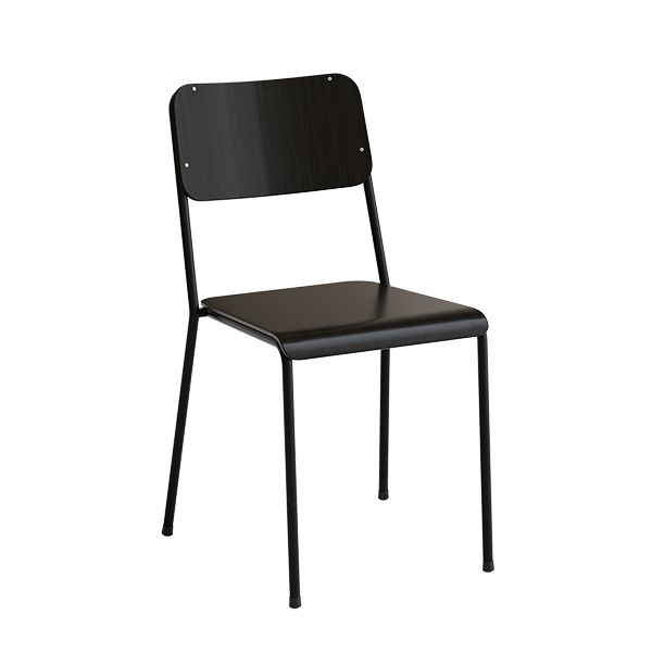 Stol HK, Sortbejdset ask og sort understel – image 1