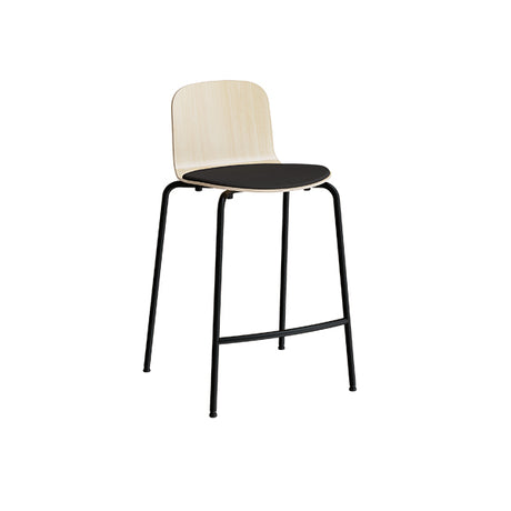 Barstol ADD Birk laminat, sæde i sort tekstil, sorte ben