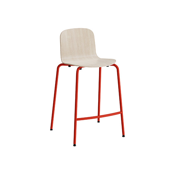 Barstol ADD Hvidpigmenteret eg laminat, røde ben – image 1