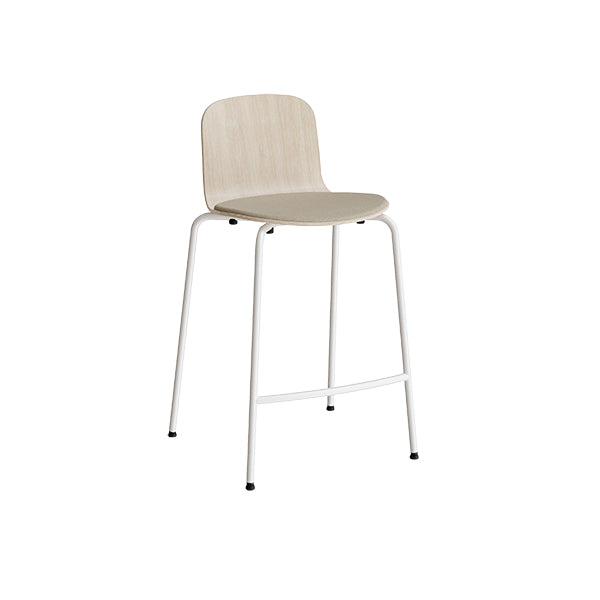 Tranås Skolmöbler Barstol ADD Birk laminat, sæde i beige tekstil, hvide ben glans 10 – Barstole