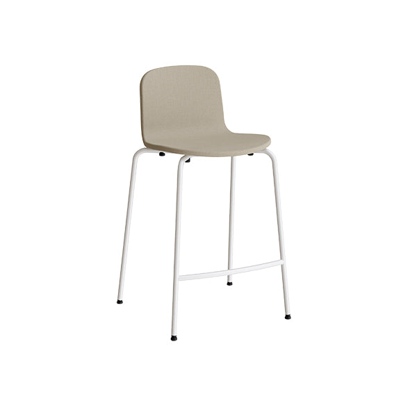 Tranås Skolmöbler Barstol ADD Helbetrukket beige tekstil, hvide ben glans 10 – Barstole
