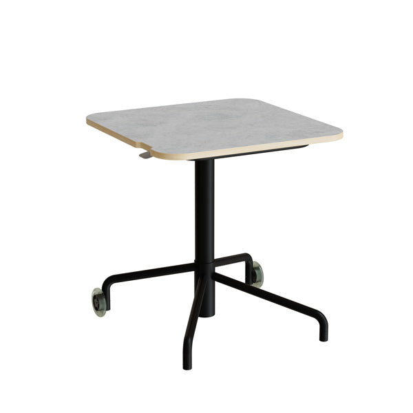 Form o Miljö Bord Smile 110, 650x650 mm, Lys grå linoleum, Sort stel – Elevborde