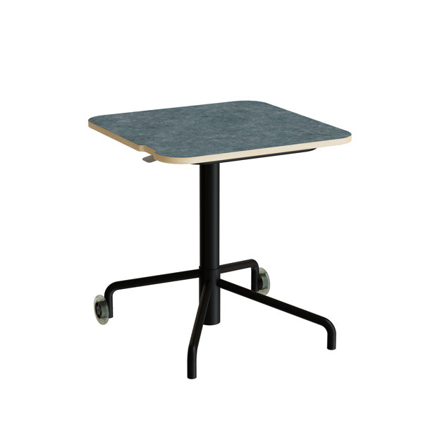 Form o Miljö Bord Smile 110, 650x650 mm, Mørk grå linoleum, Sort stel – Elevborde