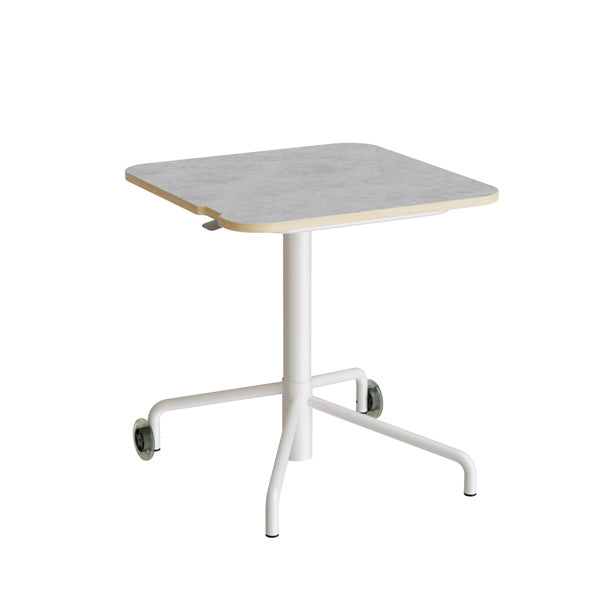 Form o Miljö Bord Smile 110, 650x650 mm, Lys grå linoleum, Hvidt stel – Elevborde