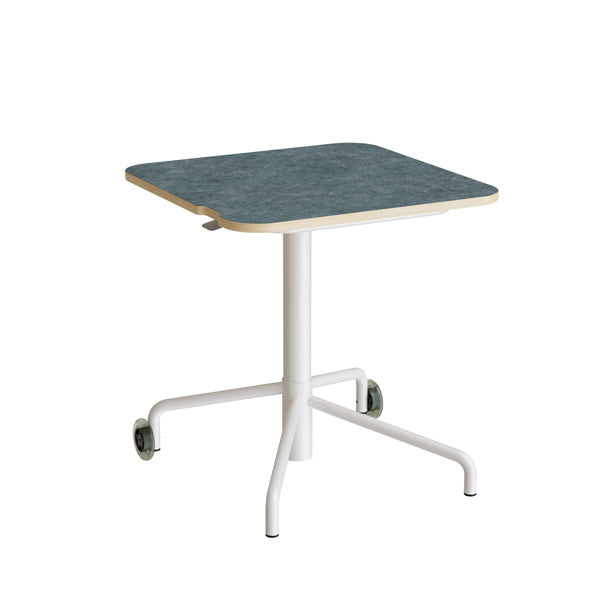 Form o Miljö Bord Smile 110, 650x650 mm, Mørk grå linoleum, Hvidt stel – Elevborde