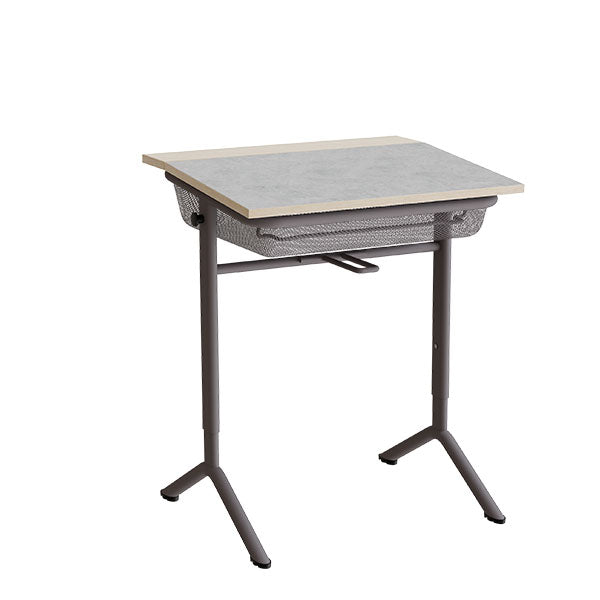 Tranås Skolmöbler Elevbord Atlas 1128, 650x550mm, lys grå linoleum, gråt stel – Elevborde