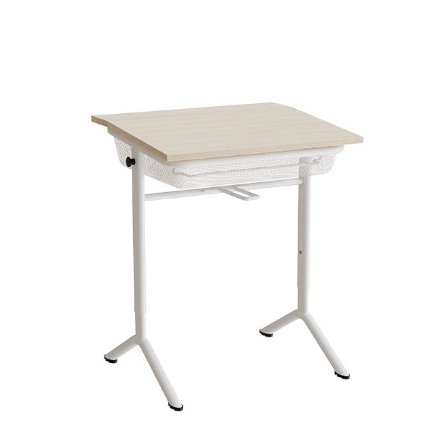 Tranås Skolmöbler Elevbord Atlas 1128, 650x550mm, lyddæmpende eg højtrykslaminat, hvidt stel – Elevborde