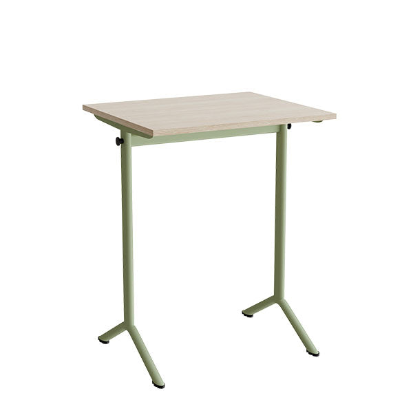 Tranås Skolmöbler Bord Atlas 1130, 700x600 mm, hvidpigmenteret eg, grønt stativ – Elevborde