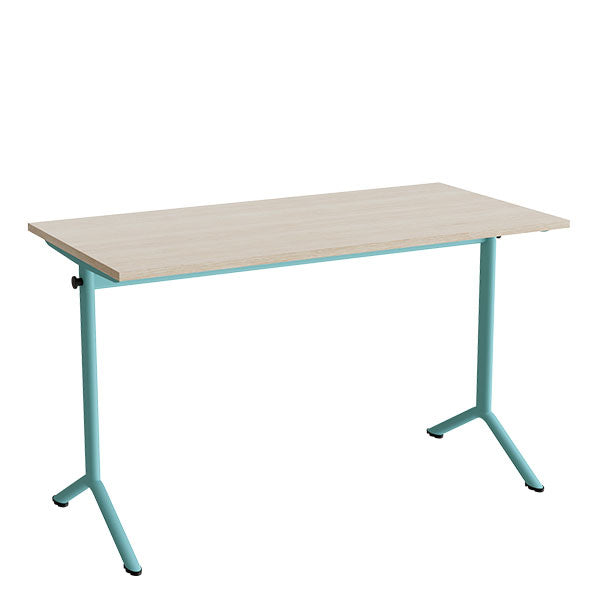 Tranås Skolmöbler Bord Atlas 1130, 1200x600mm, eg højtrykslaminat, turkis stel – Elevborde