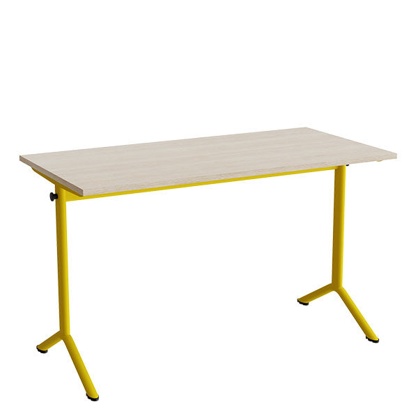 Tranås Skolmöbler Bord Atlas 1130, 1200x600mm, eg højtrykslaminat, gult stel – Elevborde