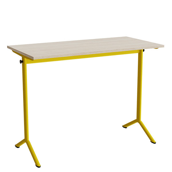 Tranås Skolmöbler Bord Atlas 1130, 1200x600mm, eg højtrykslaminat, gult stel – Elevborde