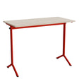 Tranås Skolmöbler Bord Atlas 1130, 1200x600mm, eg højtrykslaminat, rødt stel – Elevborde