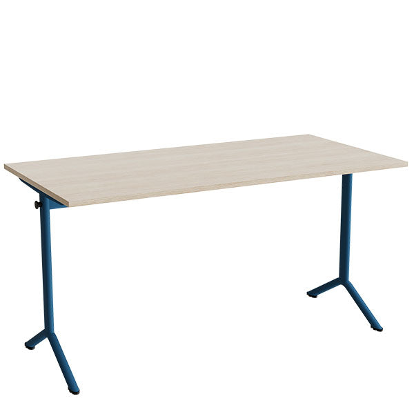 Tranås Skolmöbler Bord Atlas 1130, 1400x700mm, eg højtrykslaminat, blåt stel – Elevborde