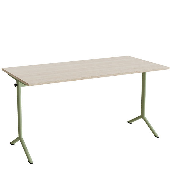 Tranås Skolmöbler Bord Atlas 1130, 1400x700mm, eg højtrykslaminat, grønt stel – Elevborde