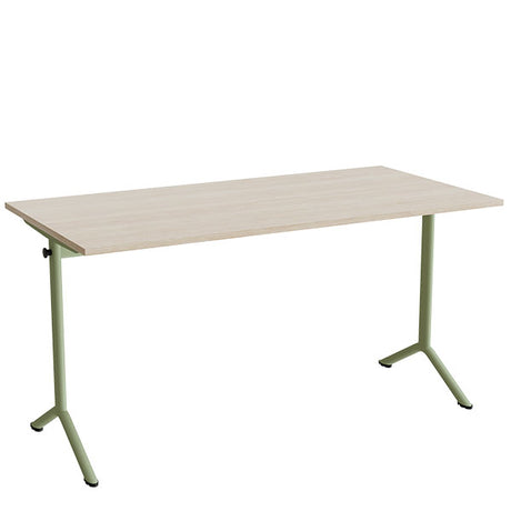 Bord Atlas 1130, 1400x700mm, eg højtrykslaminat, grønt stel – image 1