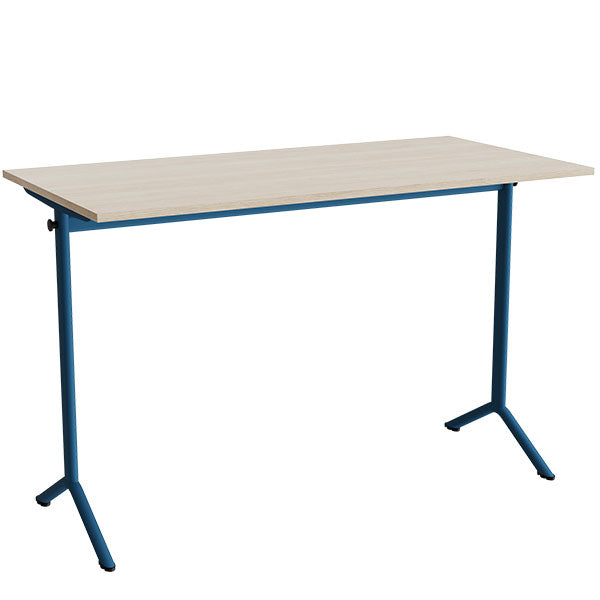 Tranås Skolmöbler Bord Atlas 1130, 1400x700mm, eg højtrykslaminat, blåt stel – Elevborde