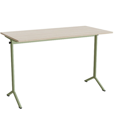 Bord Atlas 1130, 1400x700 mm, hvidpigmenteret eg, grønt stativ – image 1