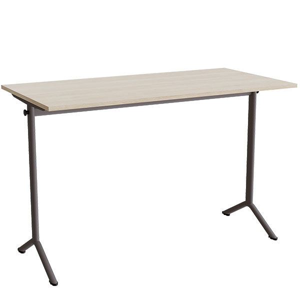 Tranås Skolmöbler Bord Atlas 1130, 1400x700mm, eg højtrykslaminat, gråt stel – Elevborde