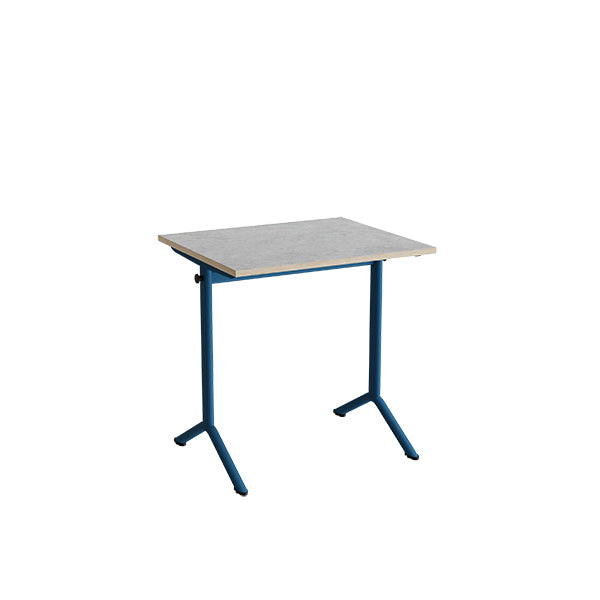 Bord Atlas 1130, 700x600mm, lys grå linoleum, blåt stel – image 1