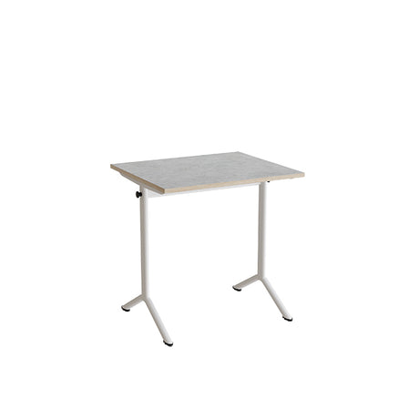 Bord Atlas 1130, 700x600mm, lys grå linoleum, hvidt stel – image 1