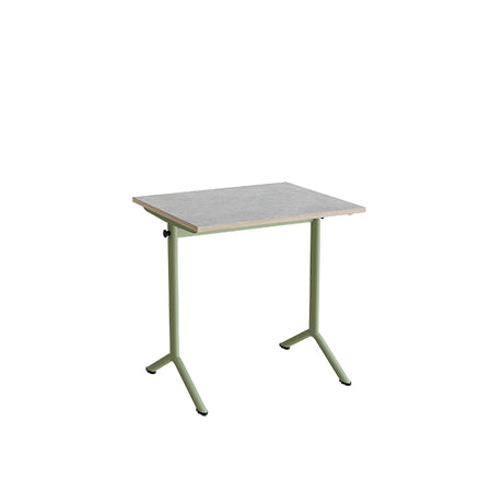 Bord Atlas 1130, 700x600mm, lys grå linoleum, grønt stel – image 1