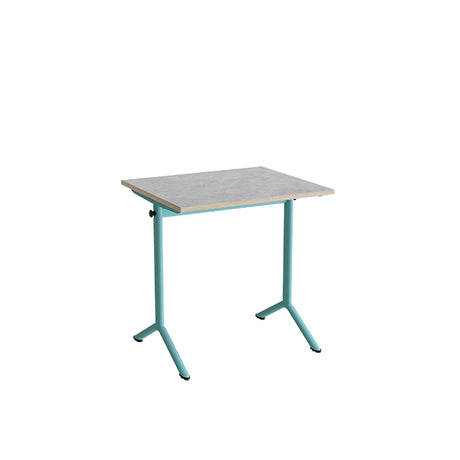 Bord Atlas 1130, 700x600mm, lys grå linoleum, turkis stel – image 1