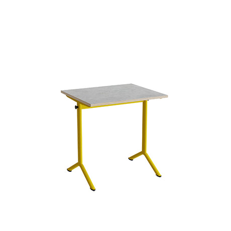 Bord Atlas 1130, 700x600mm, lys grå linoleum, gult stel – image 1