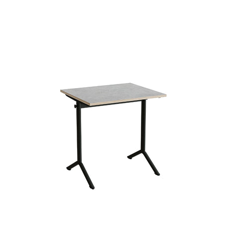 Bord Atlas 1130, 700x600mm, lys grå linoleum, sortolivent stel – image 2