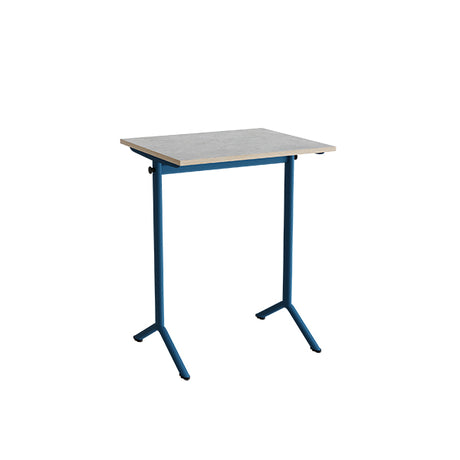 Bord Atlas 1130, 700x600mm, lys grå linoleum, blåt stel – image 1