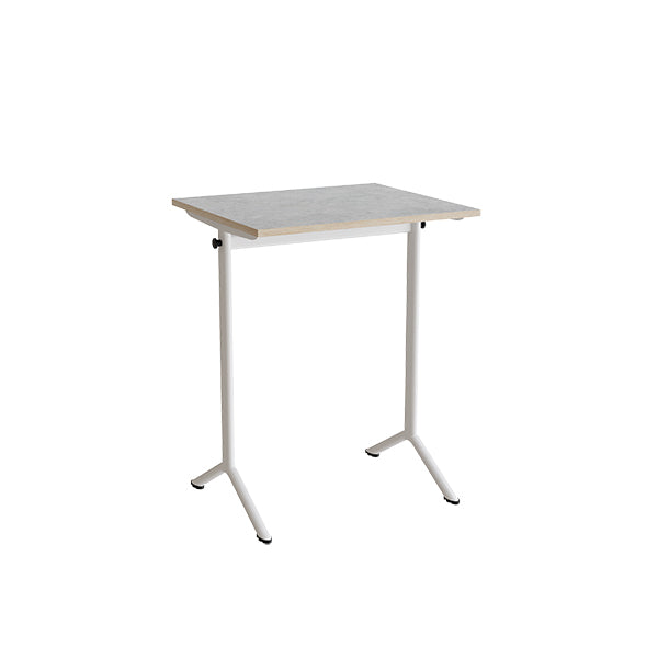 Bord Atlas 1130, 700x600mm, lys grå linoleum, hvidt stel – image 1