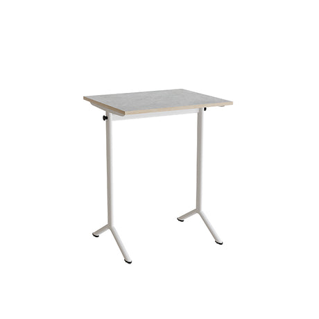 Bord Atlas 1130, 700x600mm, lys grå linoleum, hvidt stel – image 1