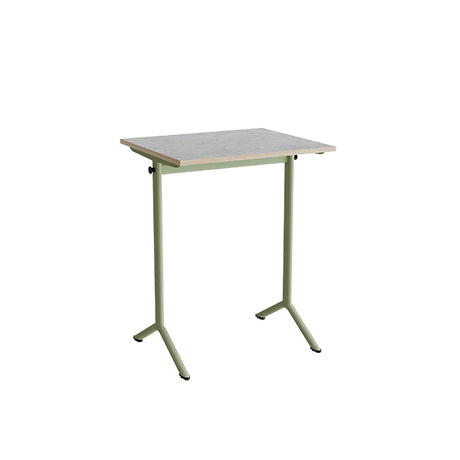 Bord Atlas 1130, 700x600 mm, lys grå linoleum, grønt stativ – image 1