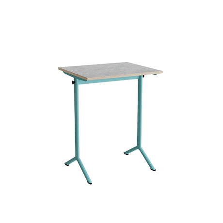 Bord Atlas 1130, 700x600mm, lys grå linoleum, turkis stel – image 1