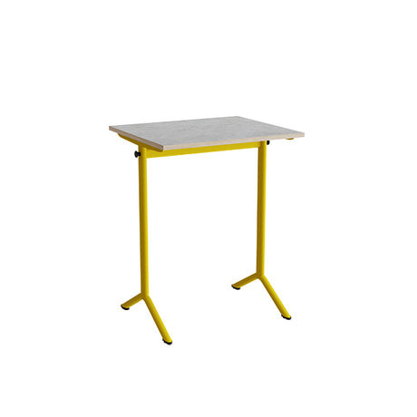 Bord Atlas 1130, 700x600mm, lys grå linoleum, gult stel – image 1