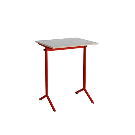 Bord Atlas 1130, 700x600mm, lys grå linoleum, rødt stel – image 1