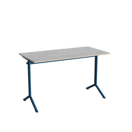 Bord Atlas 1130, 1200x600mm, lys grå linoleum, blåt stel – image 2