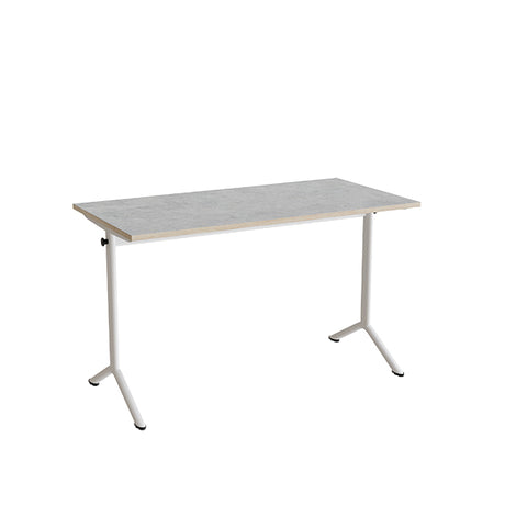 Bord Atlas 1130, 1200x600mm, lys grå linoleum, hvidt stel – image 2