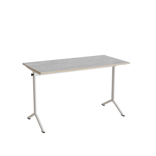Tranås Skolmöbler Bord Atlas 1130, 1200x600mm, lys grå linoleum, hvidt stel – Elevborde