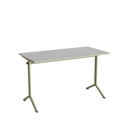 Bord Atlas 1130, 1200x600mm, lys grå linoleum, grønt stel – image 2