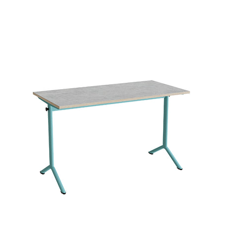 Bord Atlas 1130, 1200x600mm, lys grå linoleum, turkis stel – image 1