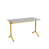 Bord Atlas 1130, 1200x600mm, lys grå linoleum, gult stel – image 2