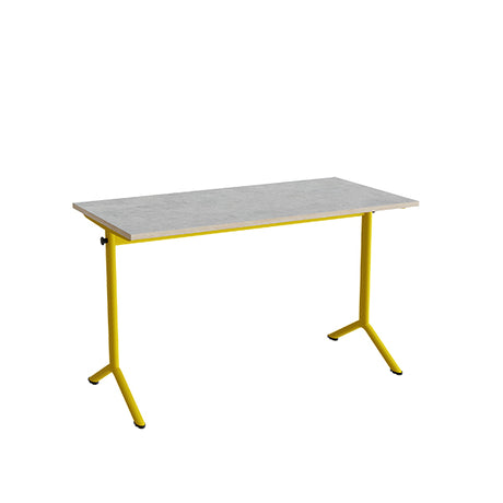 Bord Atlas 1130, 1200x600mm, lys grå linoleum, gult stel – image 2