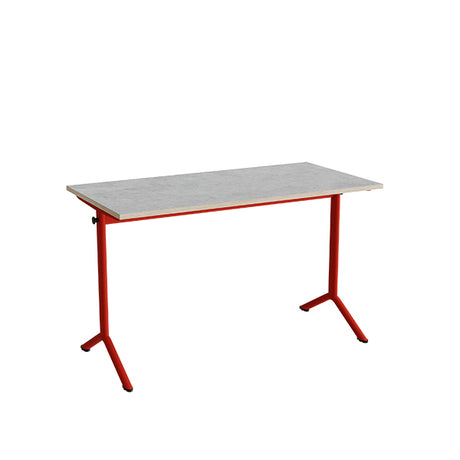 Bord Atlas 1130, 1200x600mm, lys grå linoleum, rødt stel – image 1