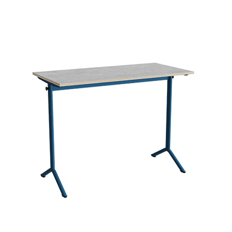 Bord Atlas 1130, 1200x600mm, lys grå linoleum, blåt stel – image 2